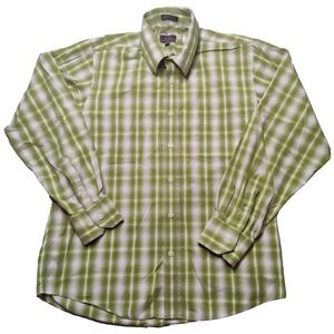 JAMES TATTERSALL Men Medium (15.5-16)‎ Green Plaid 100% Cotton Long Sleeve Shirt